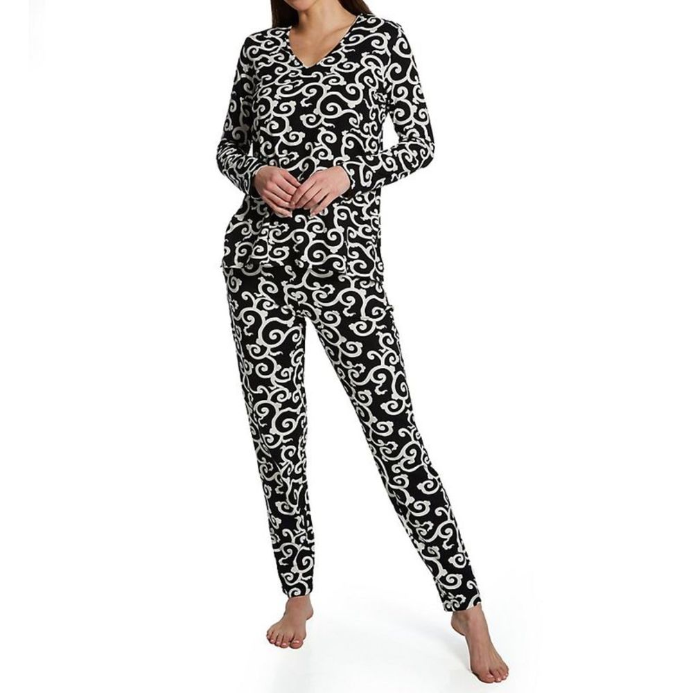 N by Natori Ottoman Cozy Knit PJ Set -  Black Multi  SC6044